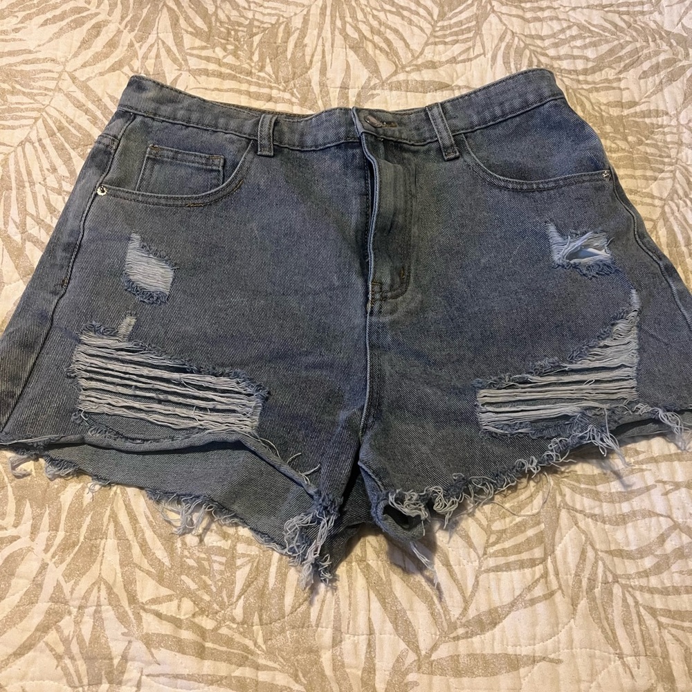 Distressed Denim Women Shorts -high waisted